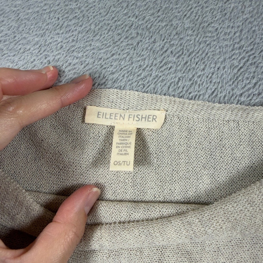 Eileen Fisher Poncho Wrap Women OS Tan Italian Yarn Asymmetric Knit - Picture 4 of 8